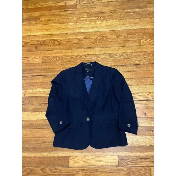 Talbots Linen Blend Blazer 1 Button Sport Jacket Navy Blue Women's Size 6 - Picture 1 of 4